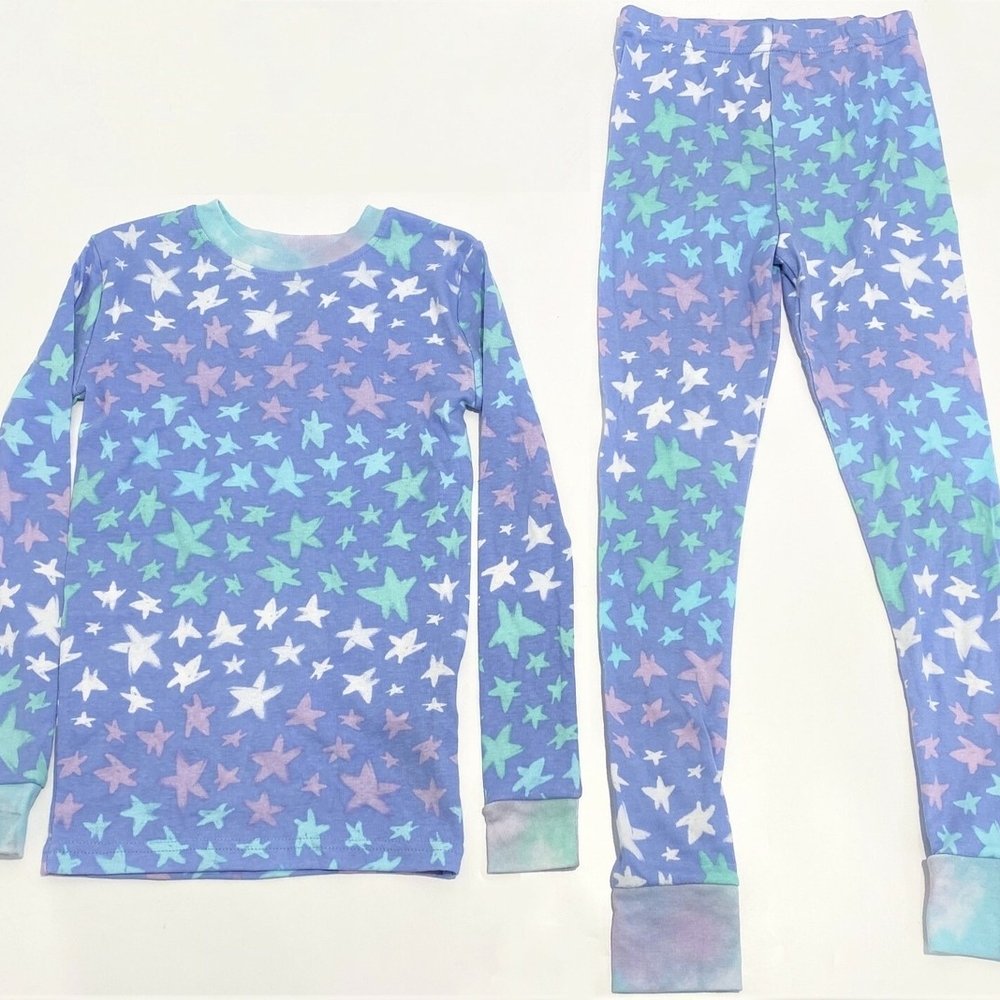 Kirkland Signature Blue and Green Pajama Set with Heart Pattern